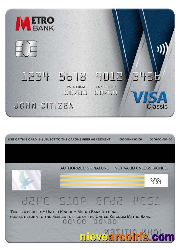 United Kingdom Metro Bank visa classic card